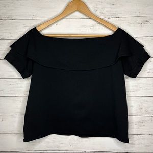 Ann Taylor wide neck short sleeve crop top